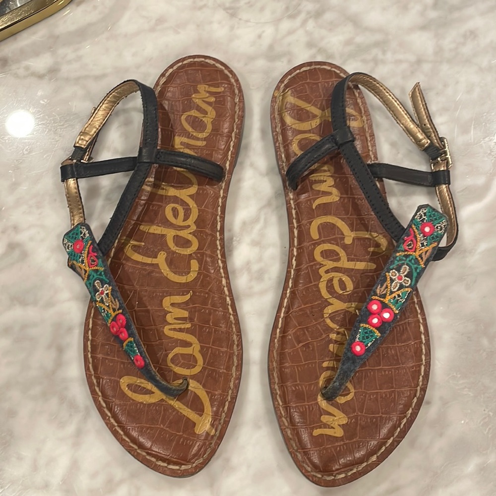 Sam Edelman Gigi Multi-Colored Ibiza Print Thong  Sandals, Sz. 6.5